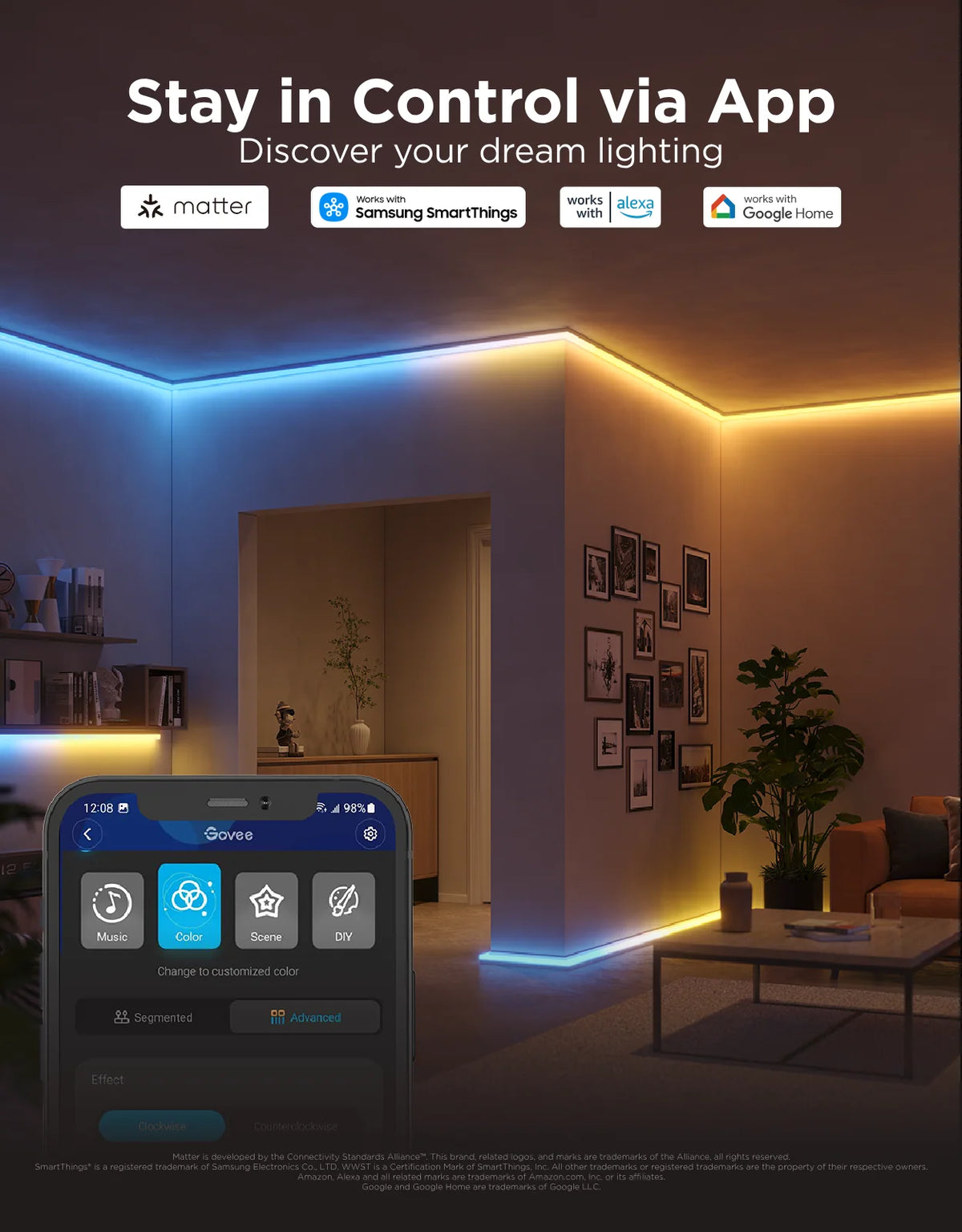 Govee RGBIC LED Strip Lights with Covers 32.8ft