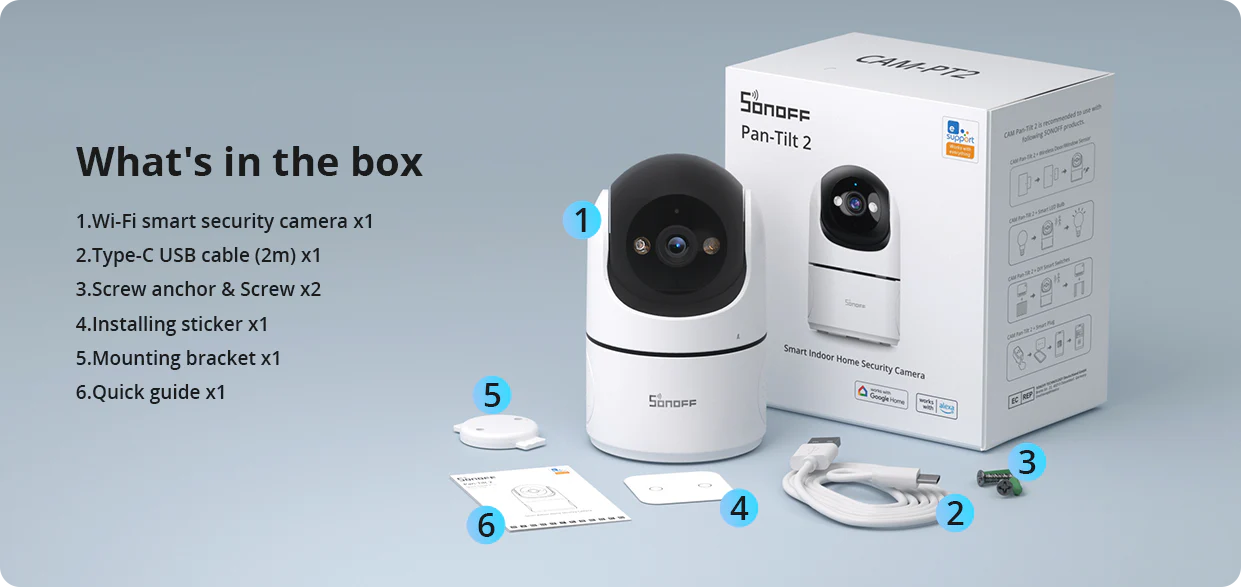 SONOFF CAM Pan-Tilt 2 Smart Indoor Home Security Camera | CAM-PT2