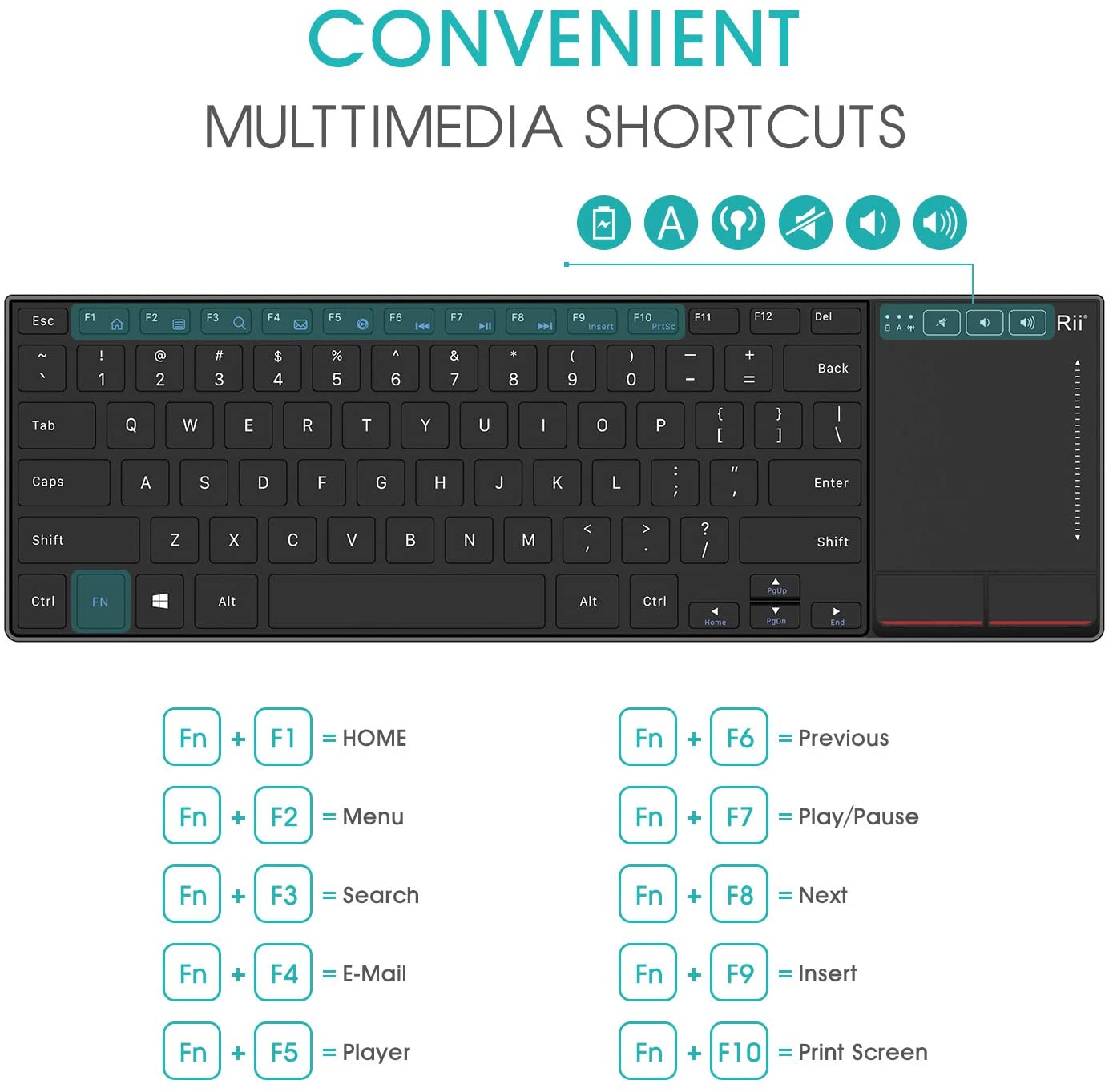 Rii K22 Wireless Keyboard with Trackpad
