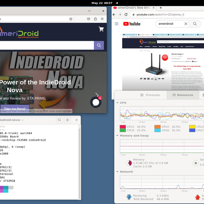 Armbian fully-loaded running on the new Indiedroid Nova