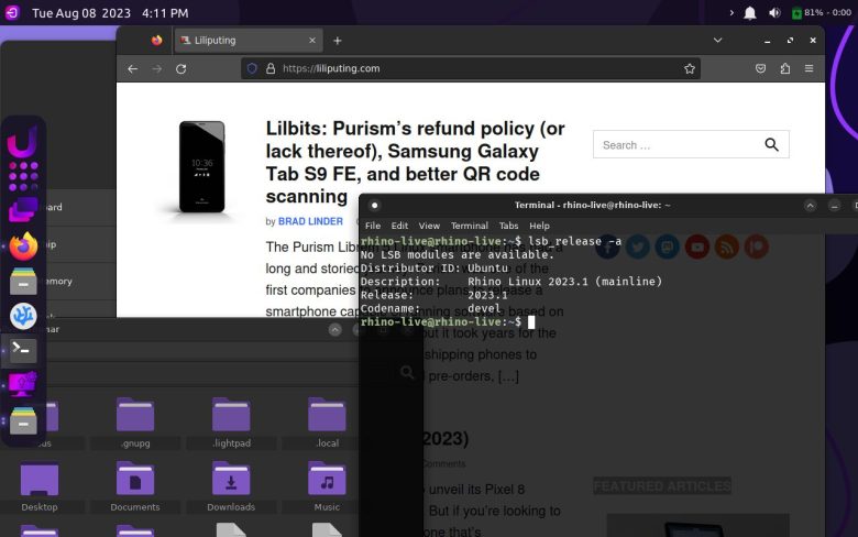 Rhino Linux: Ubuntu-based Linux distro with PC, PinePhone, and PineTab support
