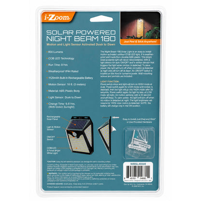 i-Zoom Night Beam 180 retail packaging back