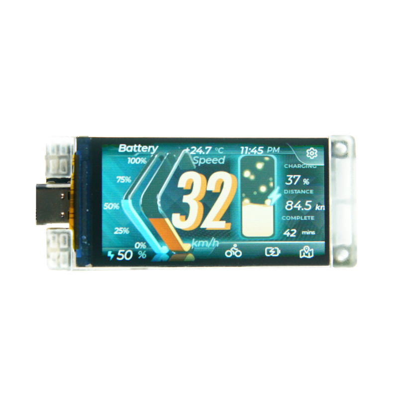 Heltec Vision Master T190 front view with 1.9 inch TFT display and clear protective frame