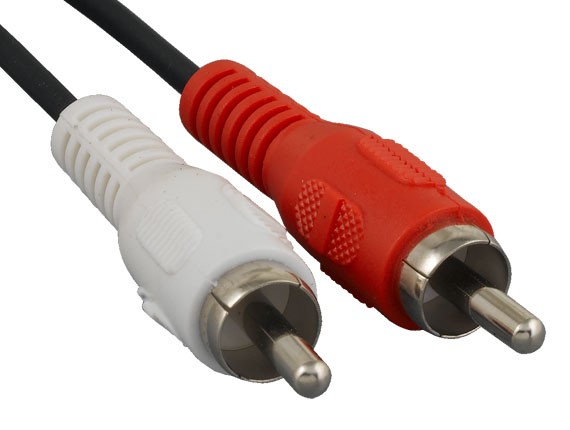3.5mm Stereo to 2x RCA audio cable - red and white RCA male plugs