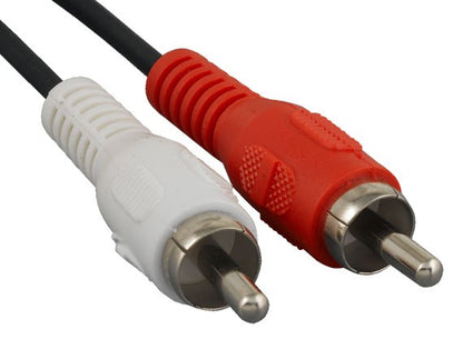 3.5mm Stereo to 2x RCA audio cable - red and white RCA male plugs