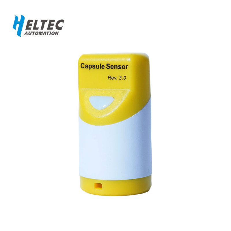 Heltec Capsule Sensor V3 front view — yellow and white capsule, Rev. 3.0