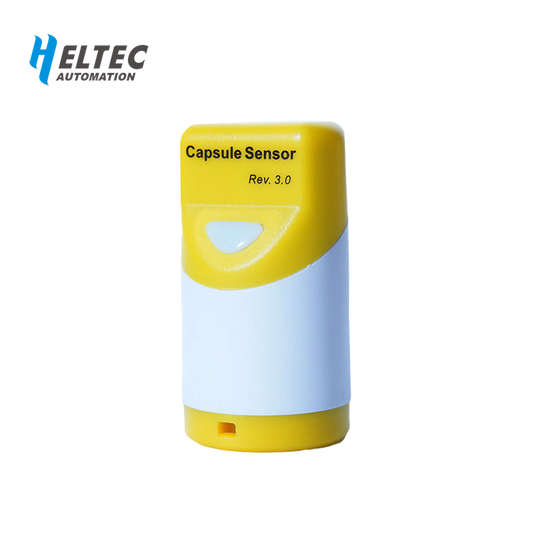 Heltec Capsule Sensor V3 front view — yellow and white capsule, Rev. 3.0