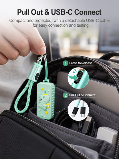 Heltec RDC1 pull-out USB-C lanyard cable demonstration from everyday carry bag