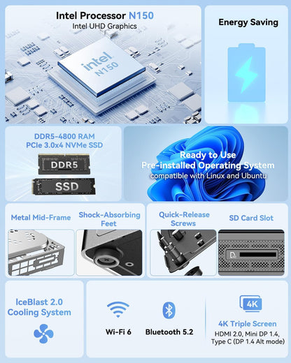 GEEKOM Air12 Mini PC with 12th Gen Intel® Processor N150