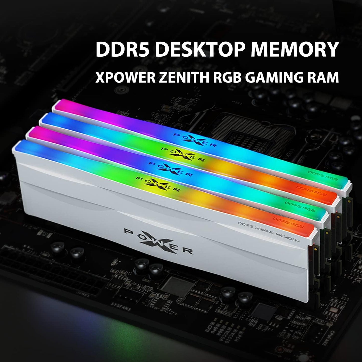 Silicon Power Zenith RGB DDR5 6400MT/s (PC5-51200) CL32 16GB(1x16GB) AMD Expo/Intel XMP 3.0 1.4V Desktop Unbuffered DIMM [White]