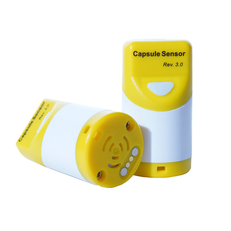 Heltec Capsule Sensor V3 upright and base view with magnetic charge contacts