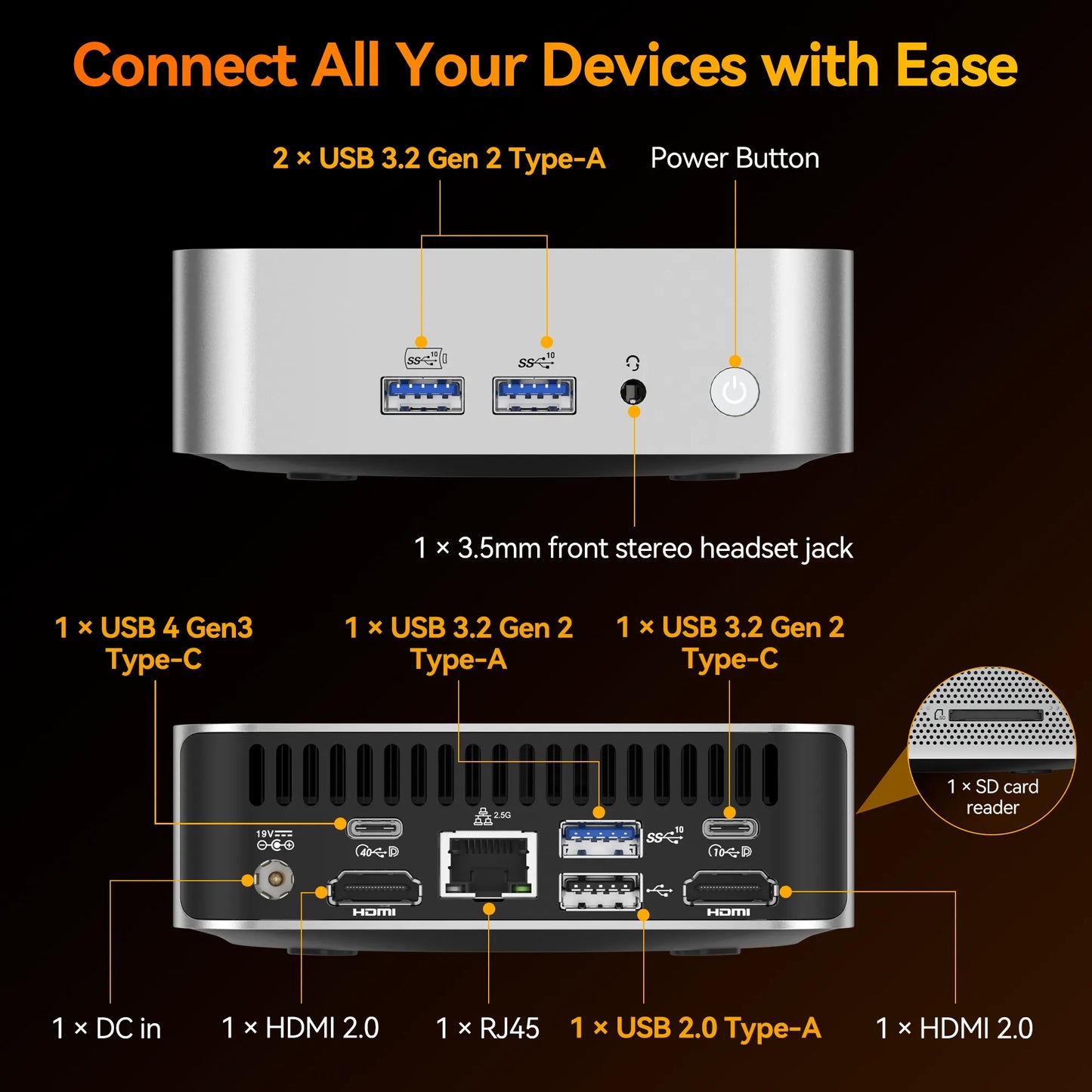 GEEKOM A8 Mini PC with AMD Ryzen™ 7 8745HS
