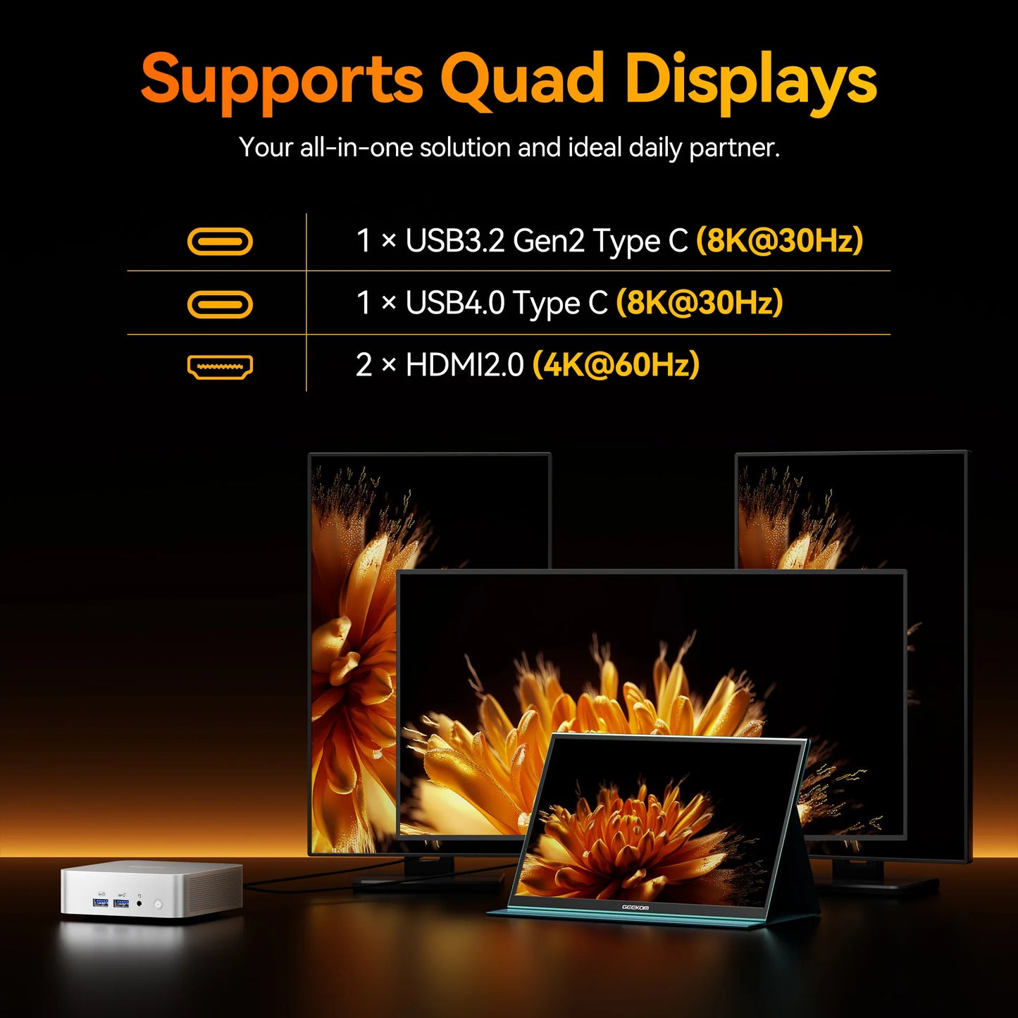 GEEKOM A8 Mini PC with AMD Ryzen™ 7 8745HS