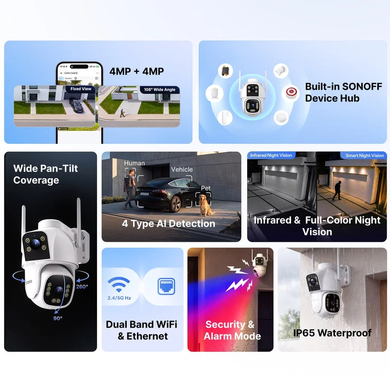 SONOFF CAM Outdoor DUO Dual Lens Outdoor Smart Security Camera Hub | CAM-C44HE