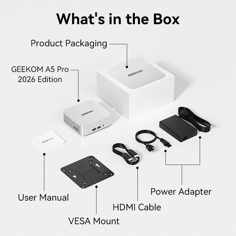 GEEKOM A5 Pro 2026 Edition Mini PC with AMD Ryzen™ 5 7530U