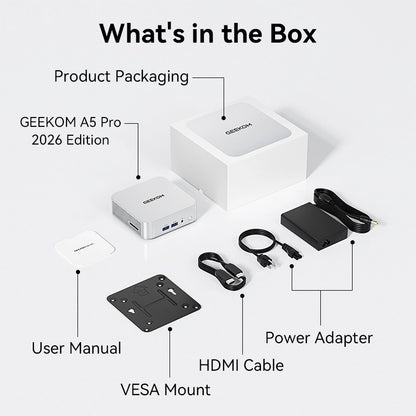 GEEKOM A5 Pro 2026 Edition Mini PC with AMD Ryzen™ 5 7530U