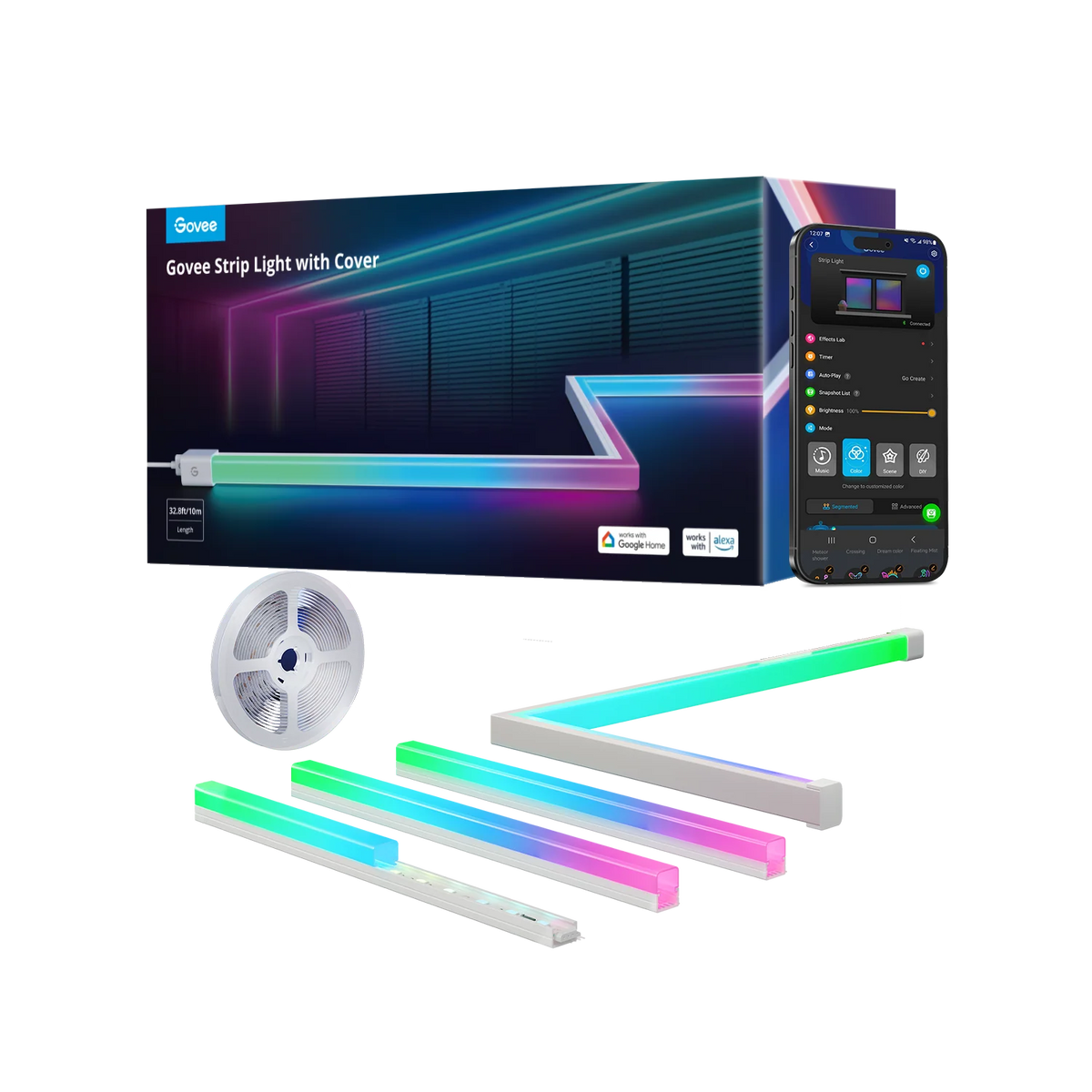 Govee RGBIC LED Strip Lights with Covers 32.8ft