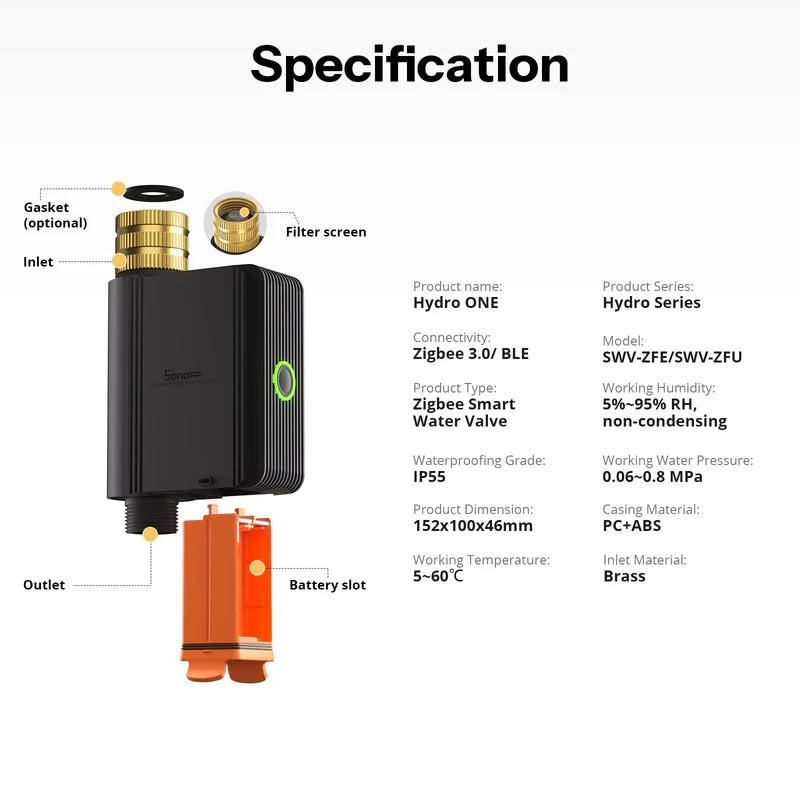 SONOFF Hydro ONE Zigbee Smart Water Valve With Flow Meter