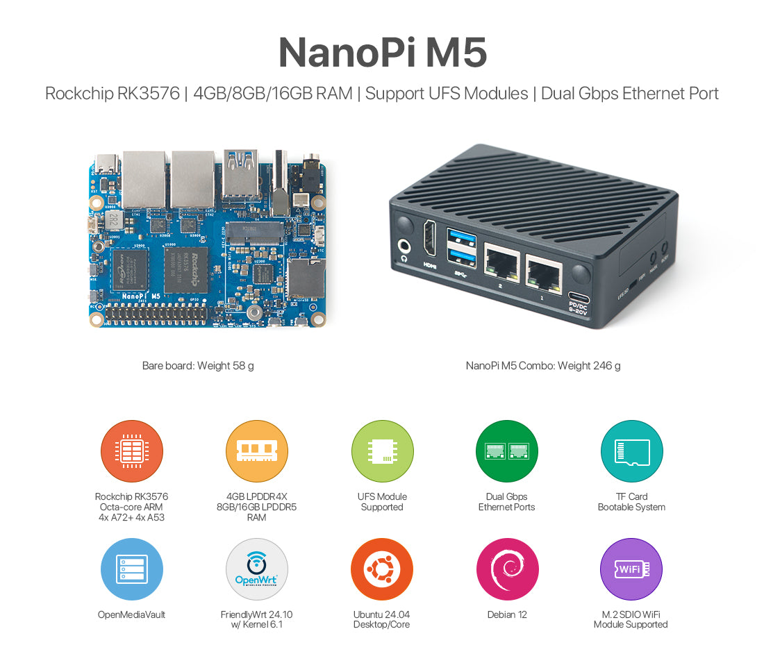 NanoPi M5 + Metal Case (WiFi Included)