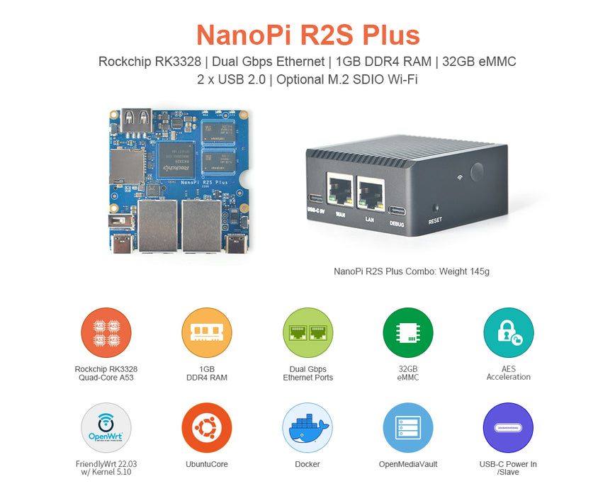 NanoPi R2S Plus + Metal Case