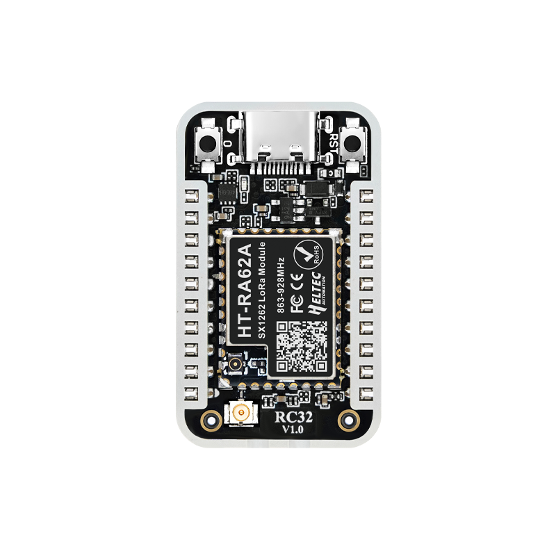 Heltec RadioCore RC32 PCB with HT-RA62A SX1262 LoRa module, USB-C, and IPEX antenna connector