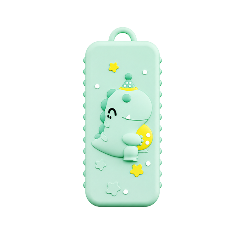 Heltec RDC1 mint silicone enclosure with cartoon dino design and lanyard loop