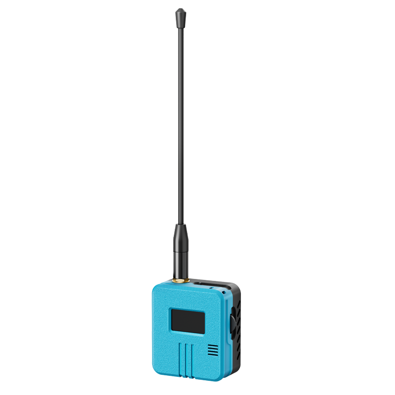 Heltec RD-GA01 FDM enclosure with turquoise front, black rear, and LoRa whip antenna