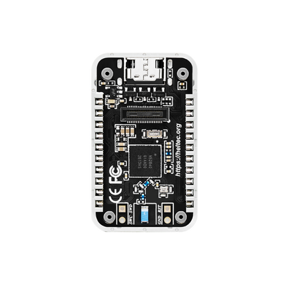Heltec RadioCore RC52 board underside showing nRF52840 and labeled pin headers