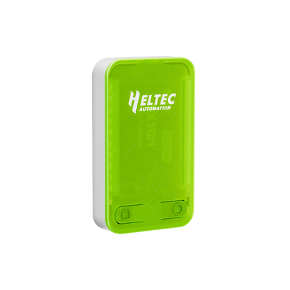 Heltec RadioCore RC52 front view showing translucent faceplate and two control buttons