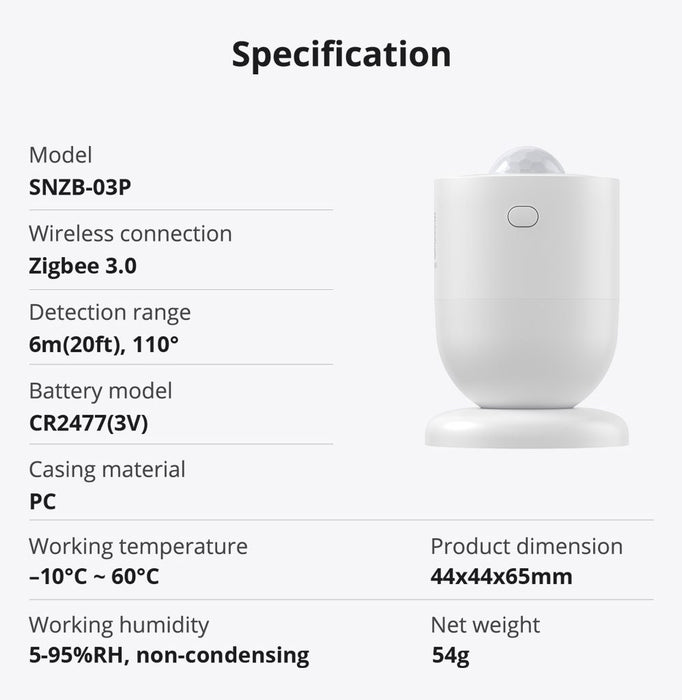 SONOFF Zigbee Motion Sensor (SNZB-03P)