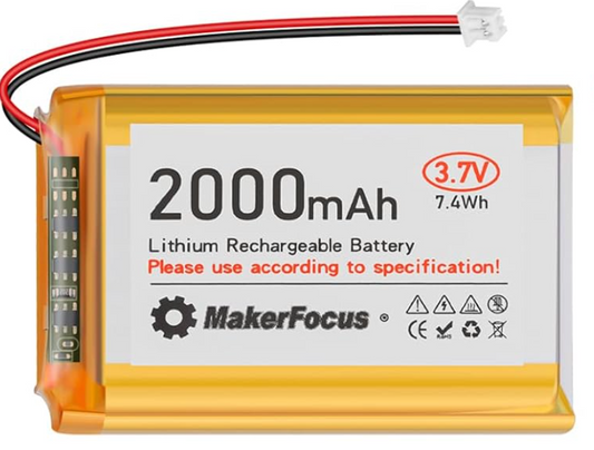 3.7V 2000mAh 103450 LiPo Battery with JST 1.25 Connector