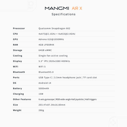 Mangmi AIR X Black - specifications
