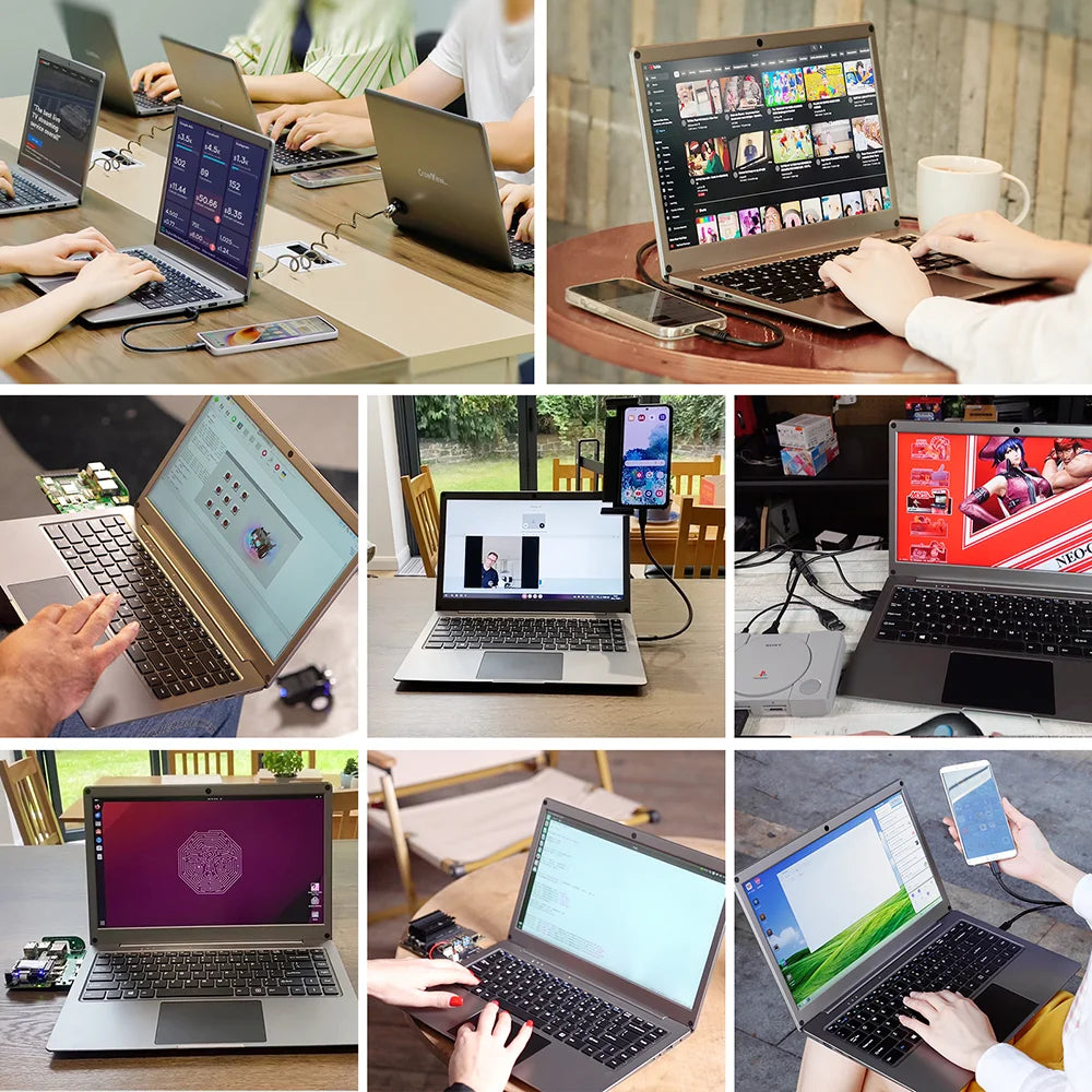 CrowView Note 15.6inch-All-in-One Portable Display with Keyboard, FHD IPS Lapdock, SBC/Phone-to-Laptop Device