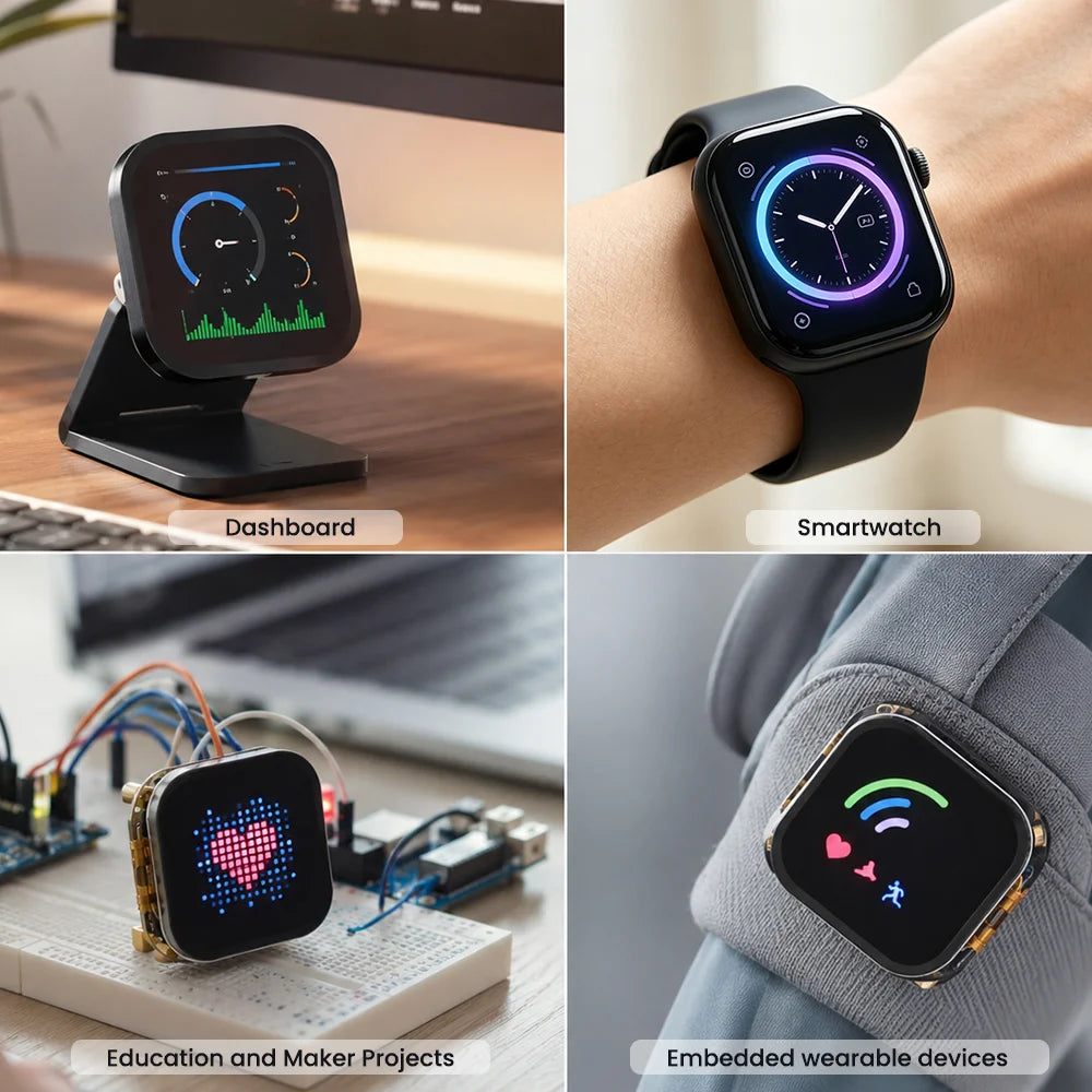 CrowPanel 2.01inch-HMI ESP32 Watch Display 240*296 IPS Touch Screen With Microphone Supports Voice Control (No Enclosure/Strap)