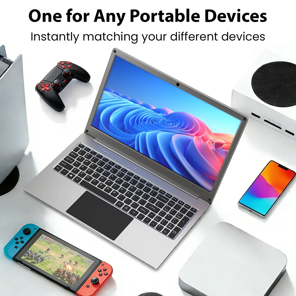 CrowView Note 15.6inch-All-in-One Portable Display with Keyboard, FHD IPS Lapdock, SBC/Phone-to-Laptop Device