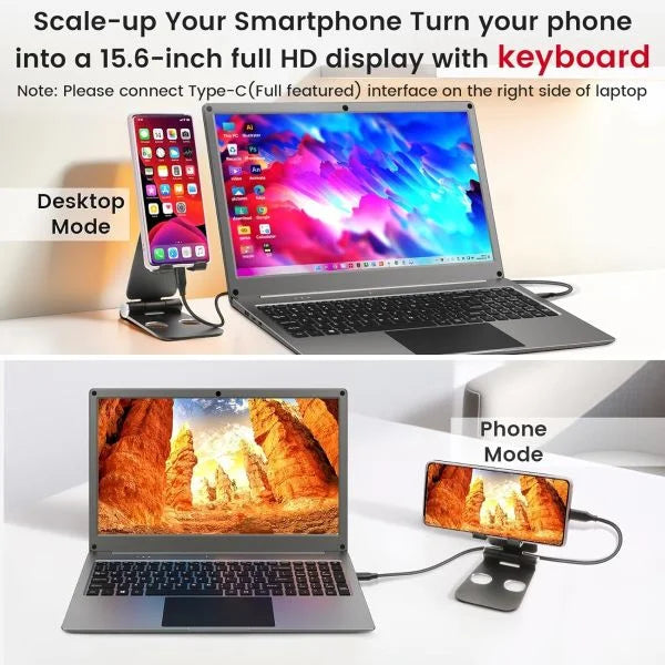 CrowView Note 15.6inch-All-in-One Portable Display with Keyboard, FHD IPS Lapdock, SBC/Phone-to-Laptop Device