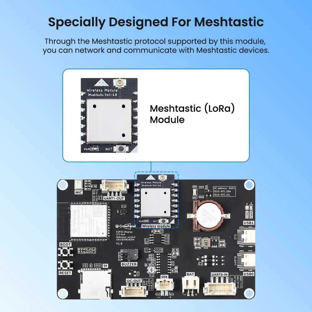 CrowPanel Advance 3.5" ESP32-S3 AI HMI Display for Meshtastic – 480x320 IPS Touch Screen with Case