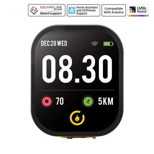 CrowPanel 2.01inch-HMI ESP32 Watch Display 240*296 IPS Touch Screen With Microphone Supports Voice Control (No Enclosure/Strap)