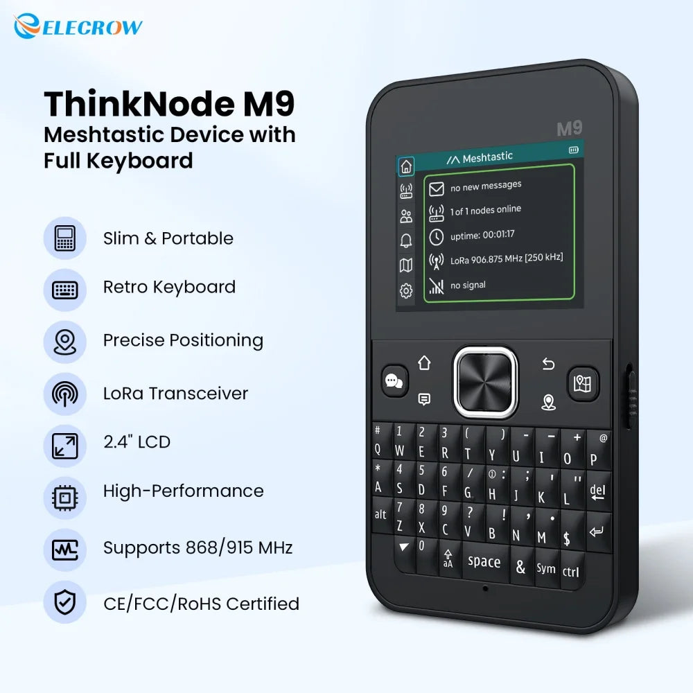 ThinkNode M9 Meshtastic Communication Terminal with Full Keyboard 2.4inch LCD|ESP32-S3 + LR1110 | GPS | 2300mAh-915 MHz