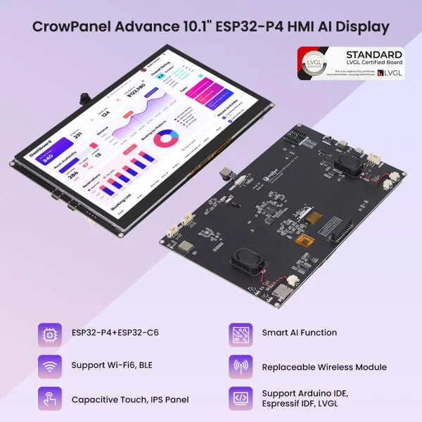 CrowPanel Advanced 10.1inch |ESP32-P4 HMI AI Display 1024x600 IPS Touch Screen