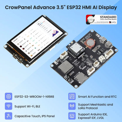 CrowPanel Advance 3.5" ESP32-S3 AI HMI Display for Meshtastic – 480x320 IPS Touch Screen with Case