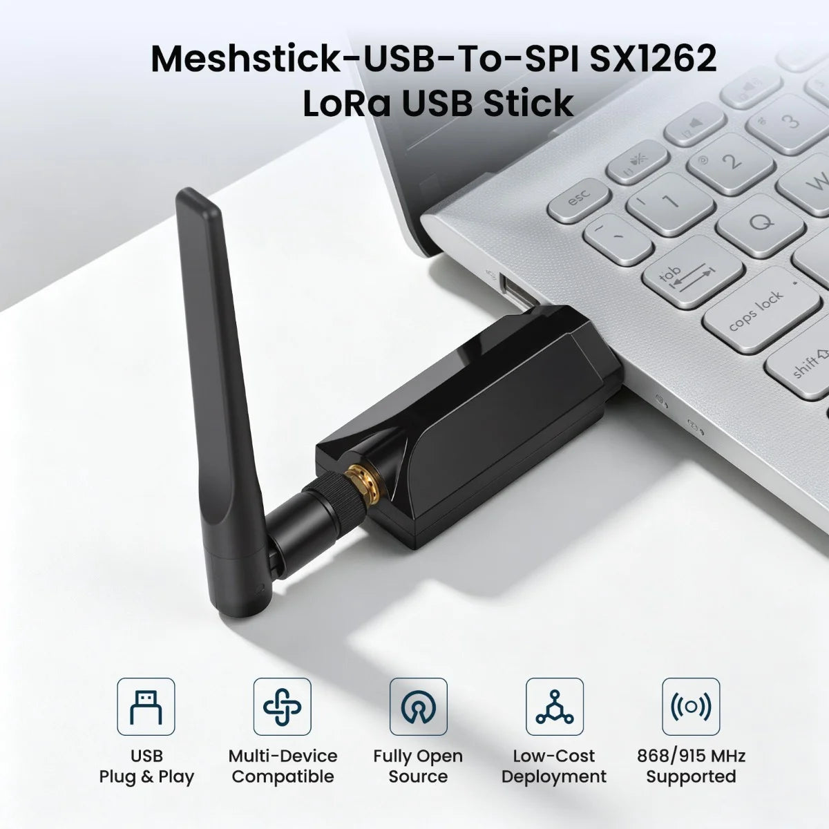 Elecrow MeshStick — USB-to-SPI SX1262 TCXO LoRa USB Stick (Meshtastic Compatible)