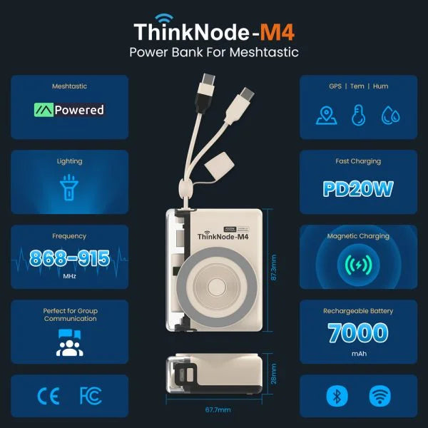 ThinkNode M4 Power Bank - LoRa Device with Meshtastic Function Powered By nRF52840