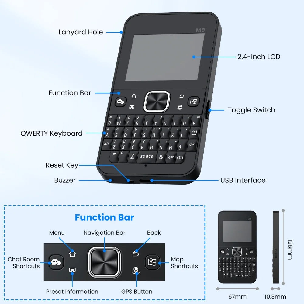 ThinkNode M9 MeshCore Communication Terminal with Full Keyboard 2.4inch LCD|ESP32-S3 LR1110 | GPS | 2300mAh-915 MHz