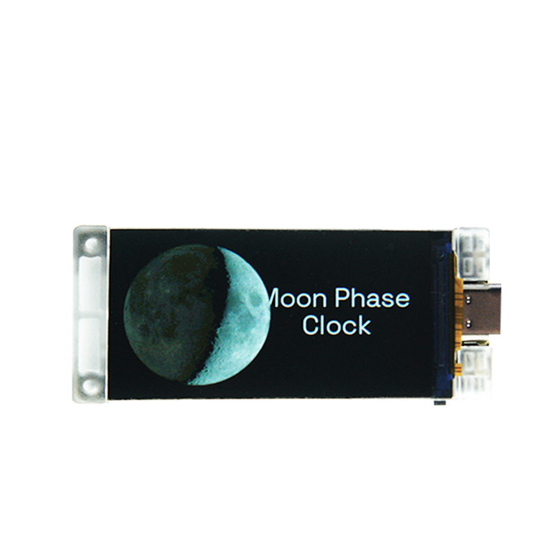 Heltec Vision Master T190 front face with moon phase clock demo on TFT