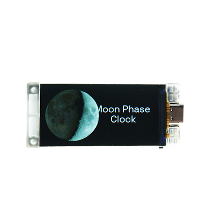 Heltec Vision Master T190 front face with moon phase clock demo on TFT