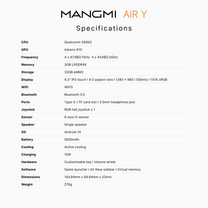 Mangmi AIR Y Black - specifications