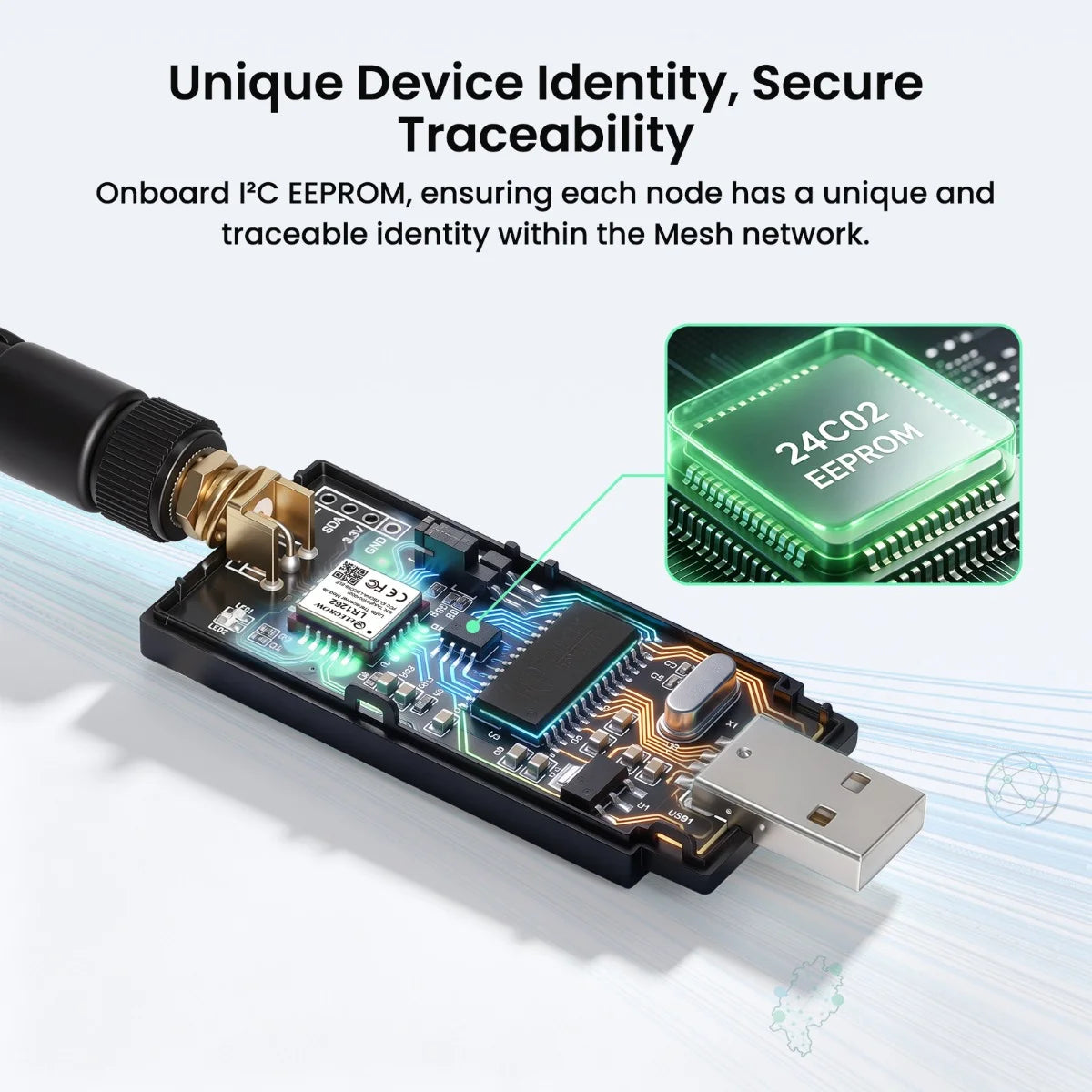 Elecrow MeshStick — USB-to-SPI SX1262 TCXO LoRa USB Stick (Meshtastic Compatible)