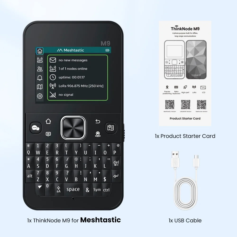 ThinkNode M9 Meshtastic Communication Terminal with Full Keyboard 2.4inch LCD|ESP32-S3 + LR1110 | GPS | 2300mAh-915 MHz