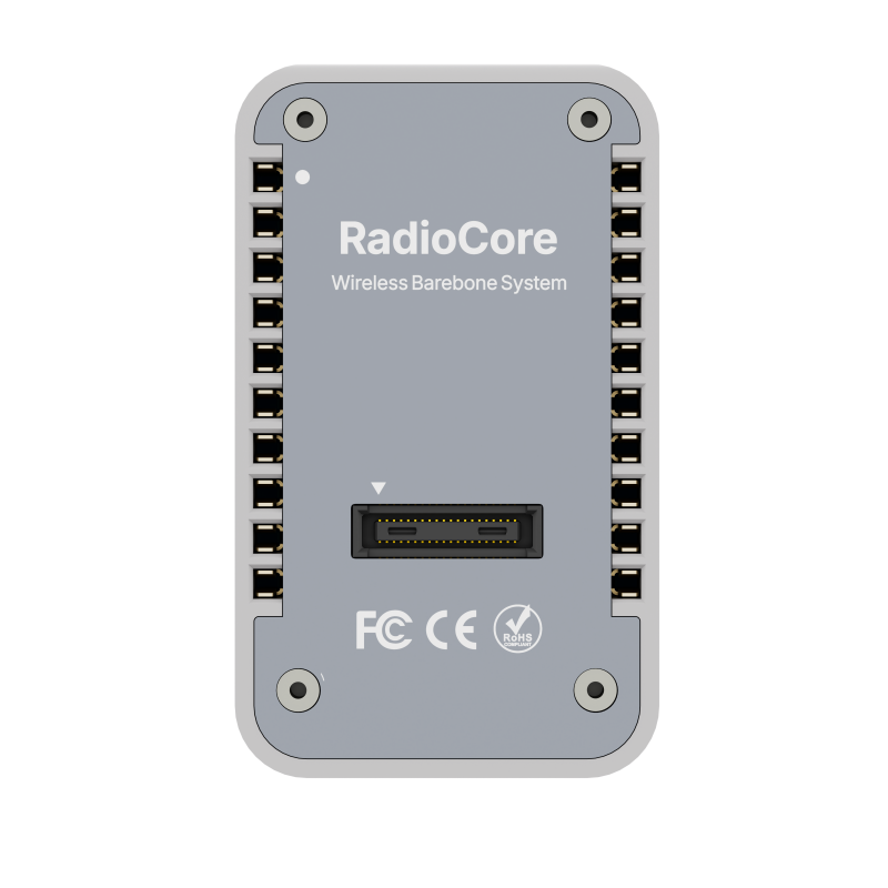 Heltec RadioCore RC32 top view — Wireless Barebone System enclosure with expansion connector